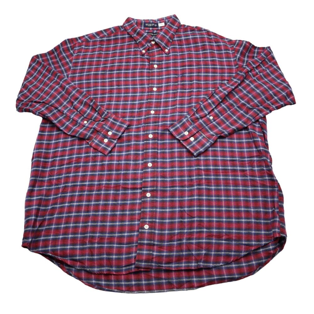 Britches Shirt Mens XXL Red Blue Plaid Long Sleeve 100% cotton Button Up